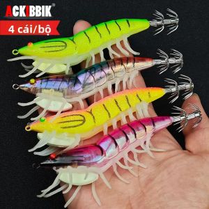 Ackibbik 4 Cái/bộ Dạ Quang Mực Jig 12Cm/27G Câu Cá Nước Mặn Móc Tôm Tôm Dụ Nhân Tạo Mồi Cho Đại Dương Sông Hồ