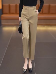 กางเกงขายาวทรงหลวมเอวสูงสไตล์เกาหลีสำหรับผู้หญิง กางเกงขายาวทรงตรงสไตล์ฮาราจูกุสำหรับฤดูใบไม้ผลิและฤดูใบไม้ร่วง
