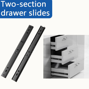1 Pair - 2-Section Black Silent Drawer Slides - Heavy-Duty Metal Construction 10/12/14/ 16inch Lengths Suitable for Cabinets Dressers Desk Furniture Installation Smooth Operation Sturdy and Durable Halloween Connectors - Perfect for Home and Off...
