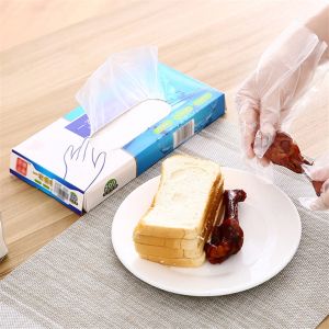 Vixplorn 100/200Pcs Disposable Clear Gloves Removable Food Sanitary Plastic PE Gloves Household