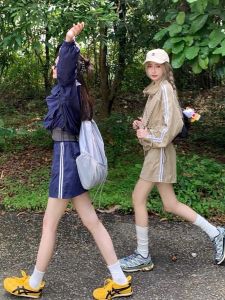 plus Size 300 Pounds Korean Style Street Sportswear Sun Protection Suit Summer Thin Outer Short Skirt Two Piece Set QFL#1326523