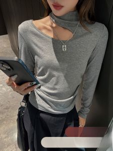 miiow | Warm Long Sleeve Womens T-shirt Inner Wear Top Half High Collar Design Casual Slim Fit Base Layer Cat Woman Style Polyester Rayon Spandex