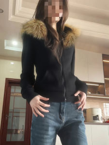 SUHUIQIAN | Black Thickened Fur Collar Hoodie Coat Slim