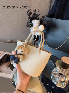 Clever&Ketch Womens Bucket Bag Casual Versatile Handbag Canvas Shoulder Bag Fashionable Trendy Design Summer 2025 Collection