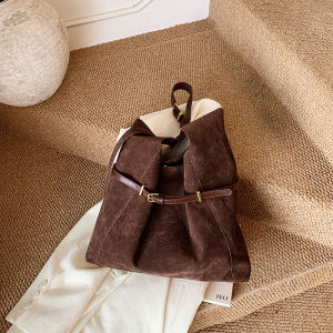 Retro Matte Velvet Armpit Bag Autumn Winter Tote Bag Commute Simple Shoulder Crossbody Large Bag Casual Minimalist Style