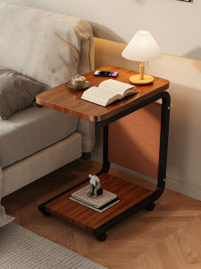 Modern Minimalist Nightstand Small Portable Bedroom Side Cabinet Storage Rack Multi-Function Metal Frame Structure Furniture