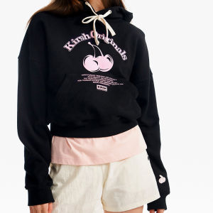 [KIRSH] CHERRY ARCH LOGO CROP HOODIE | 23SS | Women HOODIE | ZIP UP | Hoodie women |Korean Style | Hoodie for girl | Hoodie cute | Korean fashion