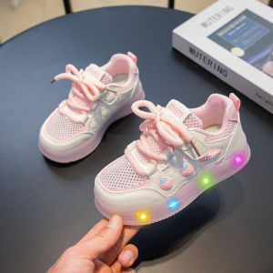 KUOBURENSHENG | Waterproof Glow Breathable Non-slip Girls Sport Shoes