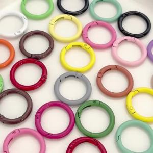 2pcs Metal O Ring Spring Clasp Openable Round Carabiner Keychain Clips Hook Dog Chain DIY Craft Buckle Accessories