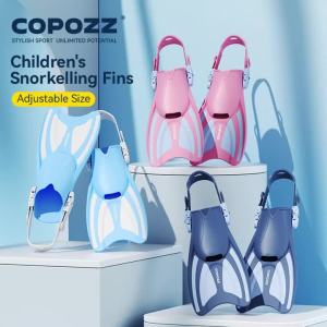 COPOZZ | COPOZZ Adjustable Short Childrens Snorkel Foot Swimming Assist Fins Beginner Training Equipment Portable Diving Flippers Youth