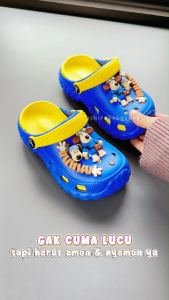 Sepatu Sandal Anak Baim Bayi Laki-Laki Balita Usia 3 4 5 6 7 Tahun Sendal Jibits Gunung Tali Belakang Eva Cowok Spatu Sandal Phylon Ringan BALANCE 801S-J Biru Kuning Size 24-29 Kualitas Premium