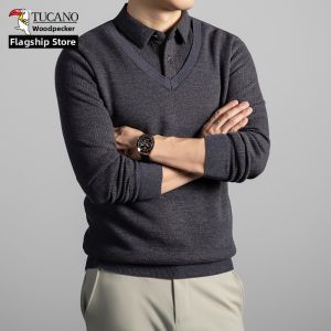TUCANO | Men Warm Fake Two-Piece Sweater Autumn Winter