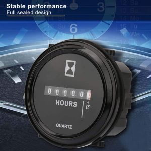 6V-80V Hour Meter for Marine Boat Engine 2" Round Waterproof Gauge Moto Car Trucks Mechanical Hour Meter Counter Timer