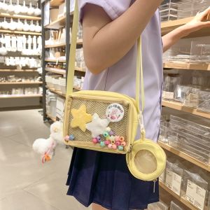 Korean Style Transparent PVC Mini Crossbody Bag Womens Casual Mobile Phone Bag Single Shoulder Sling Bag Versatile Leisure Bag