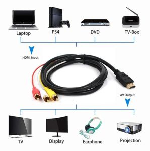 HDTV Audio Converter HDMI Male to 3 RCA Cable Video Adapter 1.5M