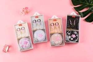 [E-183] Headset Earphone Motif SAKURA Dompet Bulat / Wadah Earphone Bulat Motif Sakura Elegan Simple