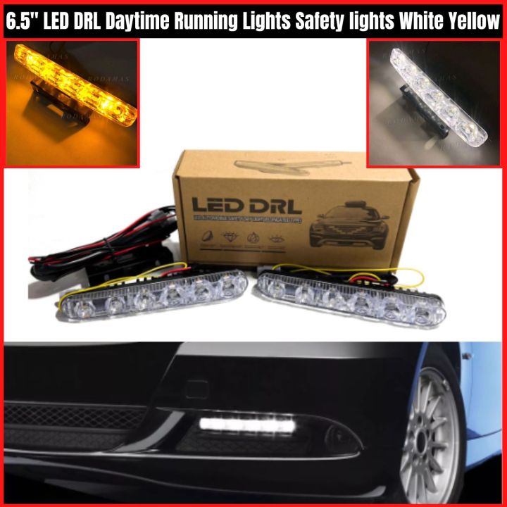 6.5" LED DRL Daytime Running Lights Safety lights Dual Color Yellow-White [2PCS Set]