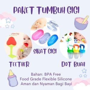 Paket Tumbuh Gigi Bayi: Teether Bentuk Buah Dot & Sikat Gigi
