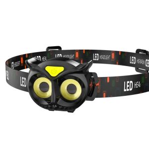COB Owl Mini Headlamp Running Warning Headlight Portable Rotating Hunting Magnet LED Head Flashlight Camping Fishing Head Lamp