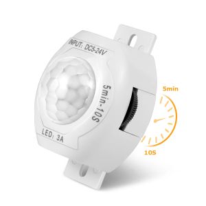 PIR Motion Sensor Switch W/ 55*21MM DC Plug 5V 12V 24V 3A LED Light Strip Human Body Detector Adj Time Delay 1-5pcs