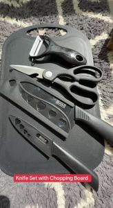5 pieces Kitchen Knife Set Block Plastic