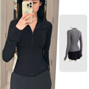 Women's Yoga Jacket: A Fitness Long Sleeve Stand Collar Quick Dry Sport Sunscreen Zipper Cardigan