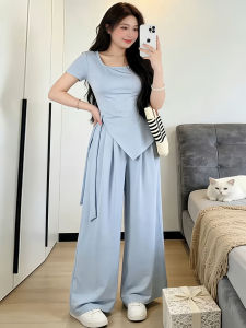 Shalldoer | New Casual Korean Style Summer T-Shirt and Wide Pants Suit