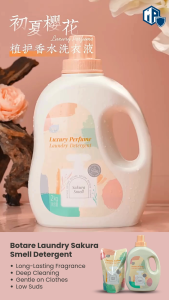 Botare Sakura Laundry Detergent Perfume Scent 2kg Bottle + 500g Refill | Liquid Detergent Long Lasting Freshness | Deep Cleaning