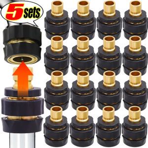 Dizoey 5/1Sets Water Pipe Faucet Adapter Hose Connector Garden Watering Hose Connection Repair Extender 3/4 Quick Female Male Watering Fitting