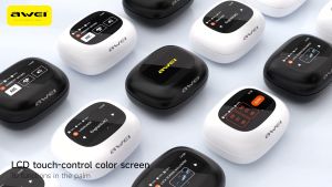 Awei TP97 Wireless Earphones UV Sterilization Bluetooth V5.3 Hi-Res Bass Music Earbuds Noise Reduction In Ear Low Latency Gaming Earphones LCD Touch Control EQ Spatial Sound Effect Selection Headset With Mic IPX6 WaterProof