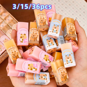 3/15/36pcs Cute Capybara Sandwich Eraser Student Cartoon Clean Pencil Eraser Office Stationery Gift