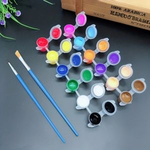 Bộ Sơn Acrylic Vẽ Graffiti Tự Làm 12 Màu Với 2 Cọ Vẽ Tranh Dầu Đồ Dùng Mỹ Thuật