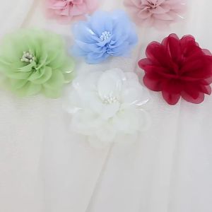 2/5Pcs 6CM Chiffon Fabric Artificial Flower For Home Room Wedding Invitation Artificial Flowers For Dress Decoration Accessories