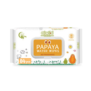 Aiwibi Natural Premium Baby Wipes Organic Papaya Wet Wipes UnscentedHypoallergenic 84 Sheets Wet Wipes for Baby 1 Pack