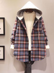 Áo Khoác Sơ Mi Kẻ Caro Nữ Dáng Rộng Thời Trang Thu Đông Thường Ngày Đa Năng Có Mũ Trùm Đầu Thời Trang Áo Khoác Ngoài