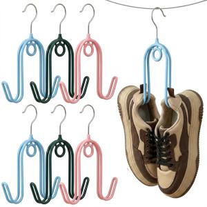 Slipper/Shoe Hanger Hook / 360° Rotatable Windproof Shoes Drying Hook / Double-Strand Hooks Organizer for Clothes Shoes