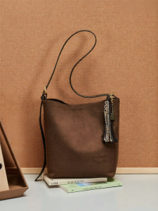 Josiny | Vintage Brown Large Capacity Crossbody Bucket Bag