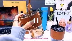 Gelas Aesthetic Kaca Sedotan Tanpa Kemasan Dan Kemasan Box