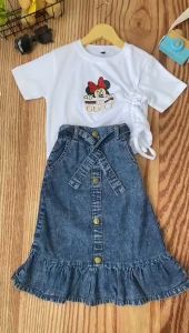 SETELAN ROK JEANS TALI ANAK PEREMPUAN 1-10 tahun