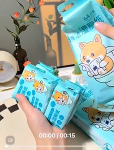 Mini Wet Tissue Disposable Baby Cleaning Wet Wipes Portable Mini Hand Mouth Wipes Small Pack Baby Cleaning Cartoon迷你湿纸巾