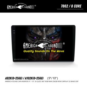 America Sound 8+256GB QLED DSP 7862 8 Core 4G Car Android Player - A92K(8+256G) / A102K(8+256G)
