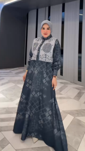BELIFI | Ayana Grandeur Dress Gamis Vest Muslim Wanita Printed Motif Etnik Modern