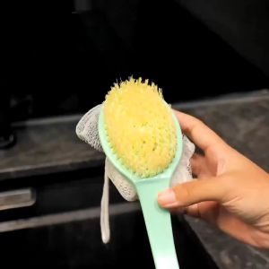 Sikat Mandi Dua Sisi Sikat Punggung Mandi Spons dan Sikat Back Rubbing Tongkat Pegangan Panjang - Sejahtera Selalu Shop