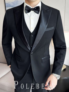 Slim Fit Wedding Suit Tuxedo Mens Fashion Urban Style Youth Business Casual Double Cuffed Regular Collar Single Button