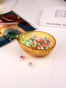 Flavinmci Creative Glass Fruit Tray Simple Fashion Pineapple Fruit Basket Home Use Dessert Salad Modern Minimalist Design