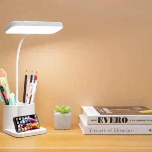 [HOT SALE] Rechargeable Table Lamp Multifunctional Study Lamp LED Light 3 Color Stepless Dimmable Touch Lampshade Eye Protection Reading Light Night Light With Pen Holder For Home At Night