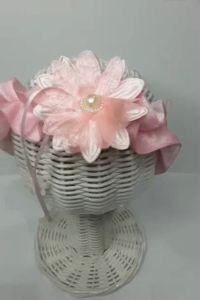 BANDO ANAK + BUNGA Rose Organza (Bandana Bayi / Hiasan Parcel)