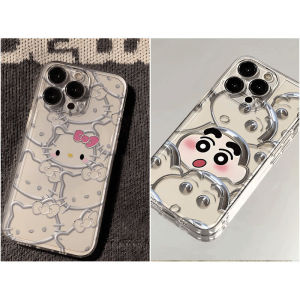 Soft Casing OPPO Reno 12F 12 11 F 11F 10 Pro Plus 5G 10Pro+ 8T 4G A3 8 7 7Z 8Z 5Z 6 Z 6Z 5F 5 6 Lite 4F A93 F25 Fine Hole Lens Anti-fall Cute Cartoon Phone Case Transparent Silver Full Screen Crayon Shin-chan Kitty Cover TM 01