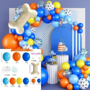 Bộ 105 Bóng Trang Trí Hình Móng Vuốt Chó Hoạt Hình Bộ Dụng Cụ Trang Trí Tiệc Sinh Nhật Màu Xanh Đỏ Chủ Đề Xương Xanh Phụ Kiện Sự Kiện Lớn