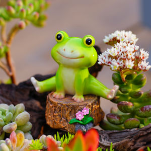 Creative Frog Garden Pot Decoration Balcony Miniature Landscape Craftwork Desktop Display Modern Simplicity Animal Theme Resin Sculpture